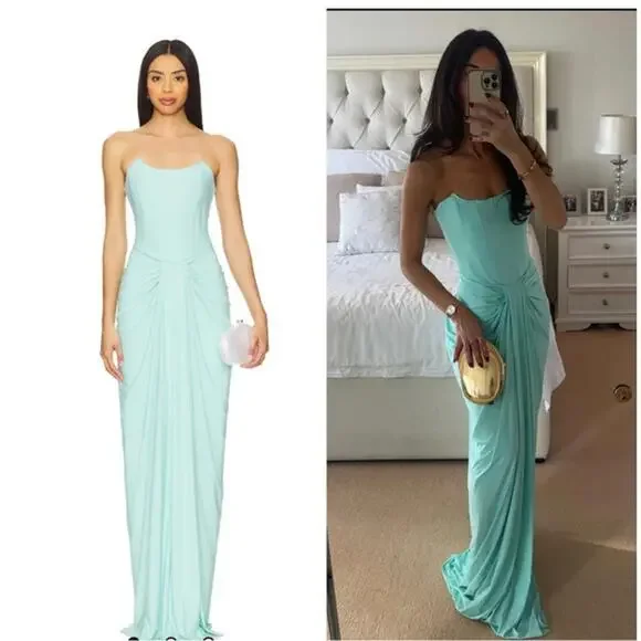 Deme by Gabriella x REVOLVE Pearl Gown in Green strapless maxi -  www.rajagirimanappuram.com